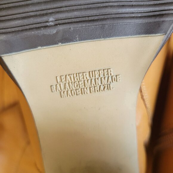 Bruno Valenti DARCY Block Heel Leather Boots 10 Camel Tan Vintage‎ Brazil Chunky - Picture 5 of 12